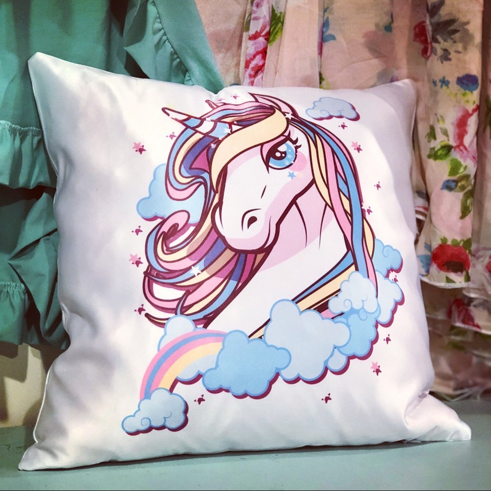 Mystical unicorn silky pillow cover